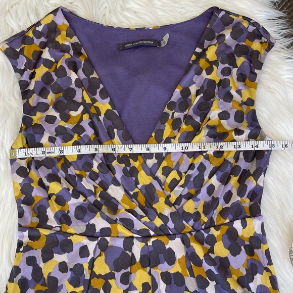 Boden Limited Edition Purple & Yellow Patterned Silk Blend Sheath Dress Size 6 - Picture 3 of 7